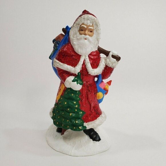 Vintage Santa with Tree And Gifts Figurine 9" - Picture 1 of 9